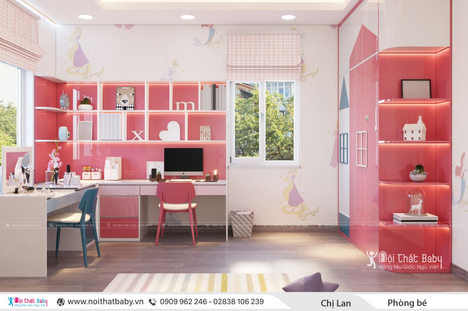 Thiết kế phòng ngủ cho bé gái đẹp và hiện đại